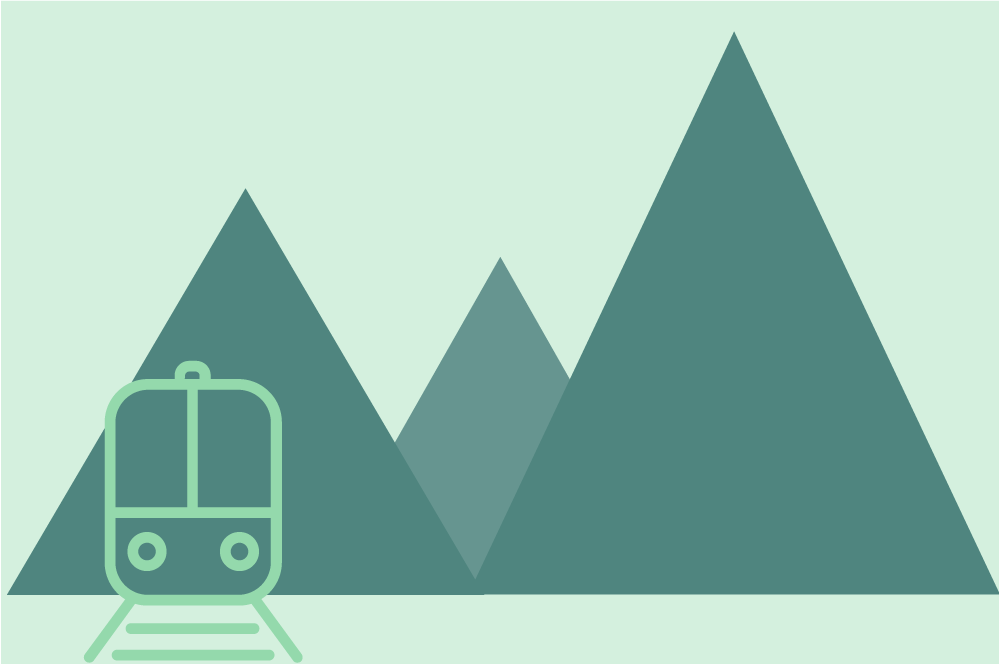 Grafik mit Eisenbahn vor Bergen