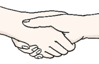 Zeichnung zweier Hände, die geschüttelt werden. Bild für Einverständnis.