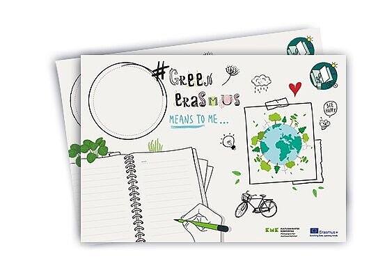 Plakat zum Thema Green Erasmus mit Kreisausschnitt zum Durchsehen
